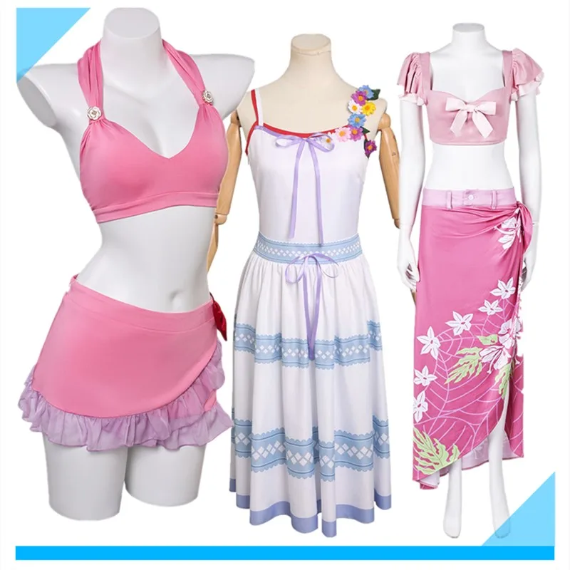 

Fantasy Aerith Cosplay Bikini Swimwear Gainsborough Costume Women Beach Dress Top Skirt Outfits Halloween Carnival Party Suit