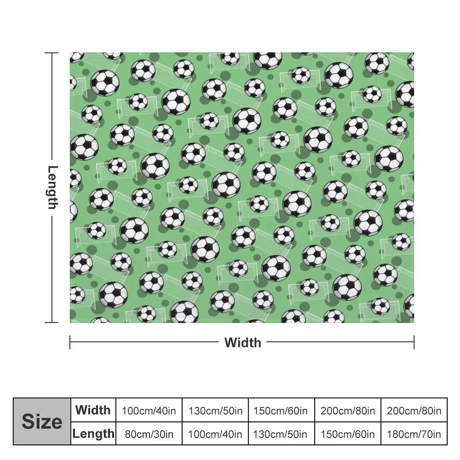 Soccer Ball and Goal Green Pattern - Green Soccer Throw Blanket for sofa Designers Polar Blankets