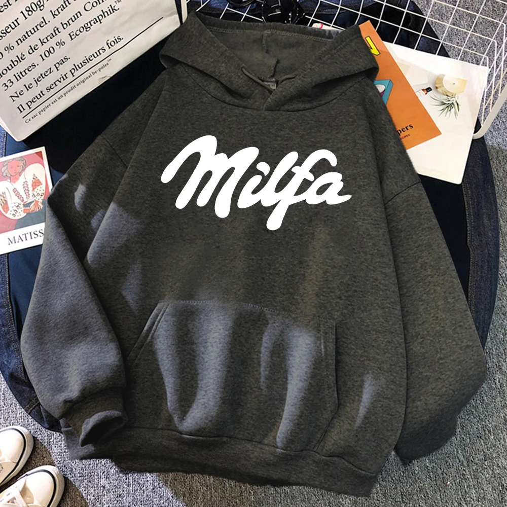 Milfa Weiß Kunst Brief Drucken Sweatshirt Für Männer Herbst Hip Hop Pullover Fleece All-Match Langarm Unisex Lose kleidung
