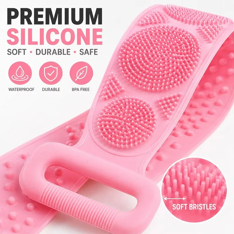 New Silicone Scrubber Back Massage Exfoliating Sponge Bathroom Bath Brush Scrub Shower Brush Body Wash Scrub Removal Bath Spong