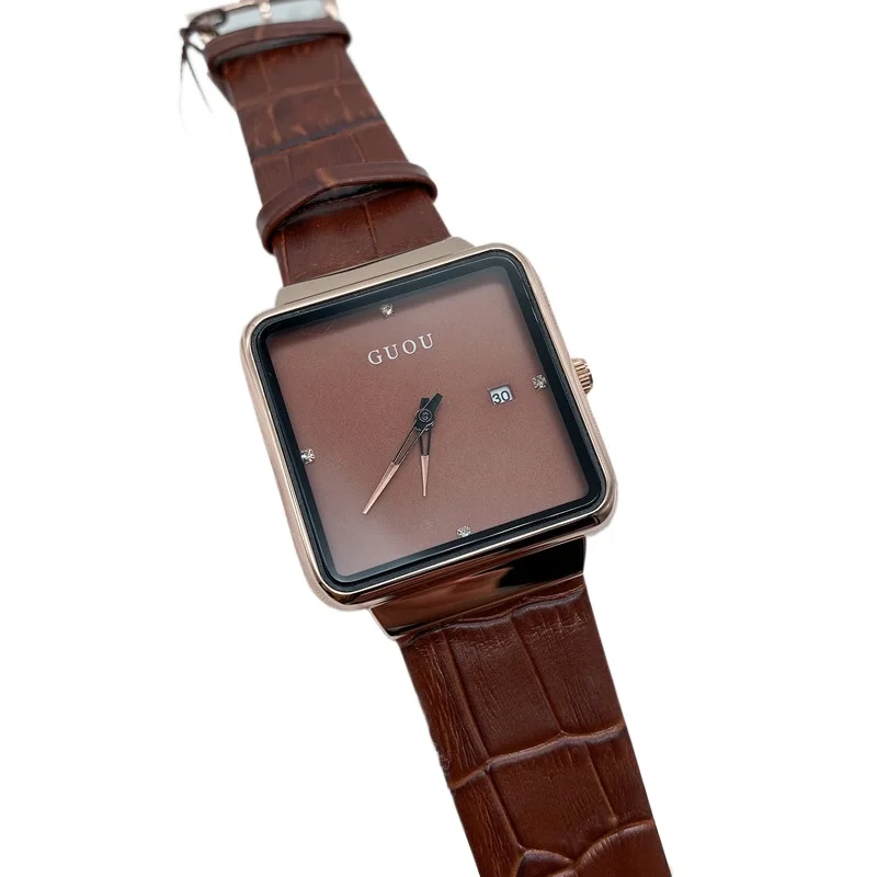 

Женский кожаный ремень-календарь, женские нишевые водонепроницаемые модные квадратные кварцевые часы