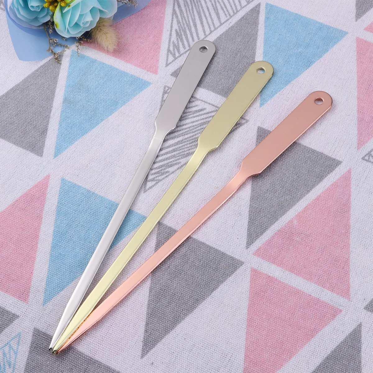 3pcs Letter Openers Portable Stainless Steel Hand Letter Envelope Lightweight Metal Envelope Slitter (Random Color)