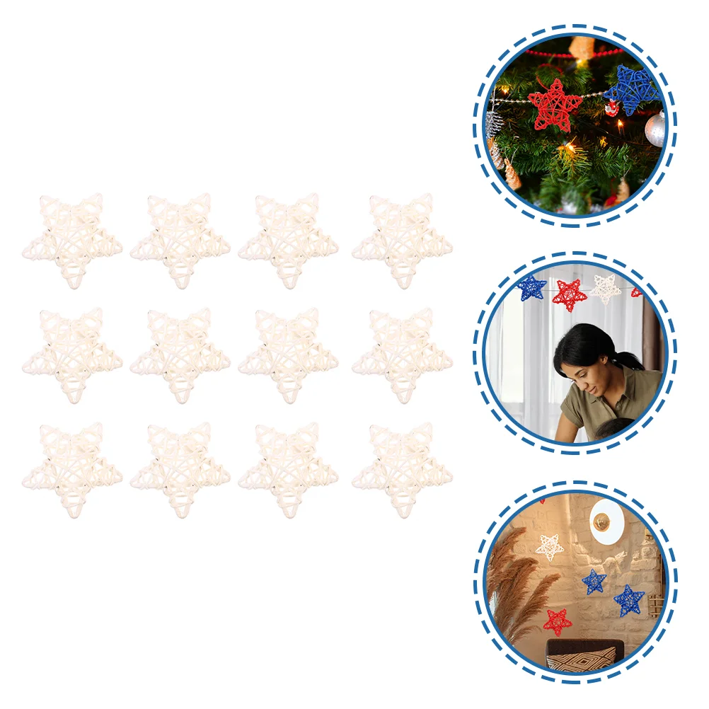 12 Pcs Filler Rattan Five-pointed Star Shaped Decor Decorations for 4th of July