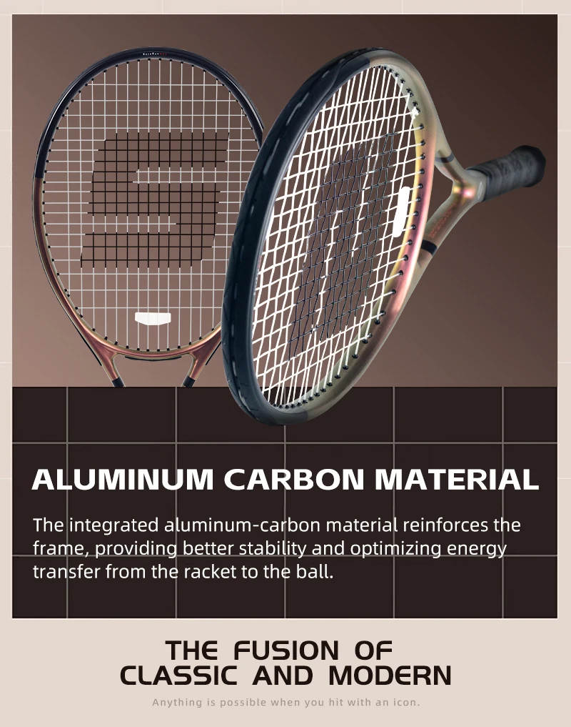 RaceRun-MAX Composite Carbon Tennisschläger, 295±10g Leichtgewicht, 325mm Balancepunkt, Einteiliger Stabiler Rahmen, 50-60lbs, für Fortgeschrittene – Detail 5