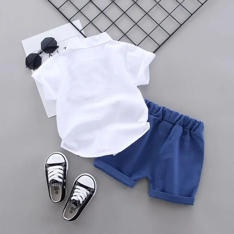 Summer Casual Newborn Kids Boy Toddler Clothes Set Animal Dinosaur Shirt Tops Short Pants 2Pcs/sets Cotton Kids Outfits Clothing