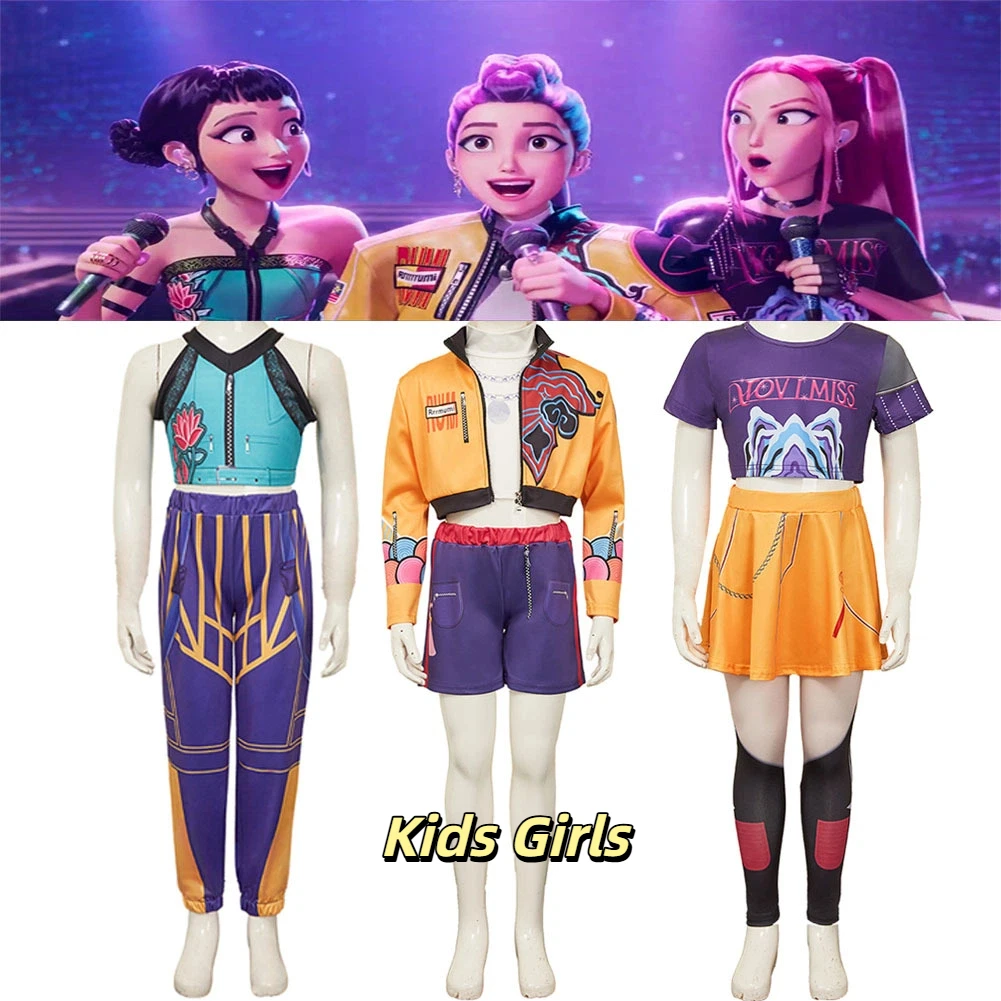 

Kids Disguise Zoey Rumi Mira Kpop Demon Hunters Cosplay Girls Costume for Child Roleplay Clothing Outfit Halloween Carnival Suit