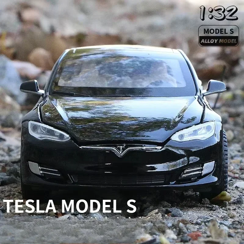다이캐스트 1:32 테슬라 모델 S 합금 자동차 모델 어린이를위한 금속 장난감 차량 사운드 라이트 컬렉션 미니 자동차 장난감 아이 사랑 장난감