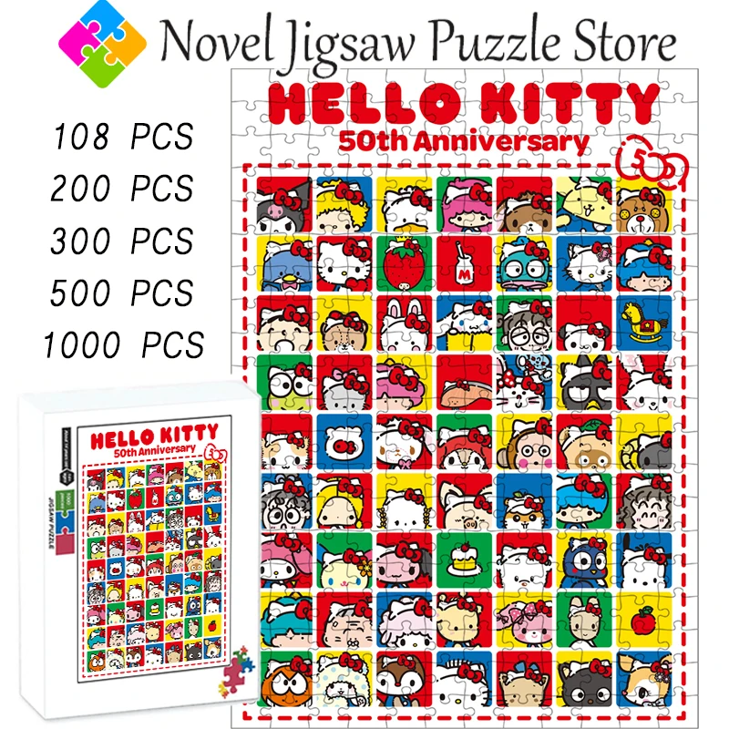 

Пазл Hello Kitty на 50-летие Sanrio 108/200/300/500/1000 шт. Пазлы для взрослых, игра для снятия стресса, креативные подарки