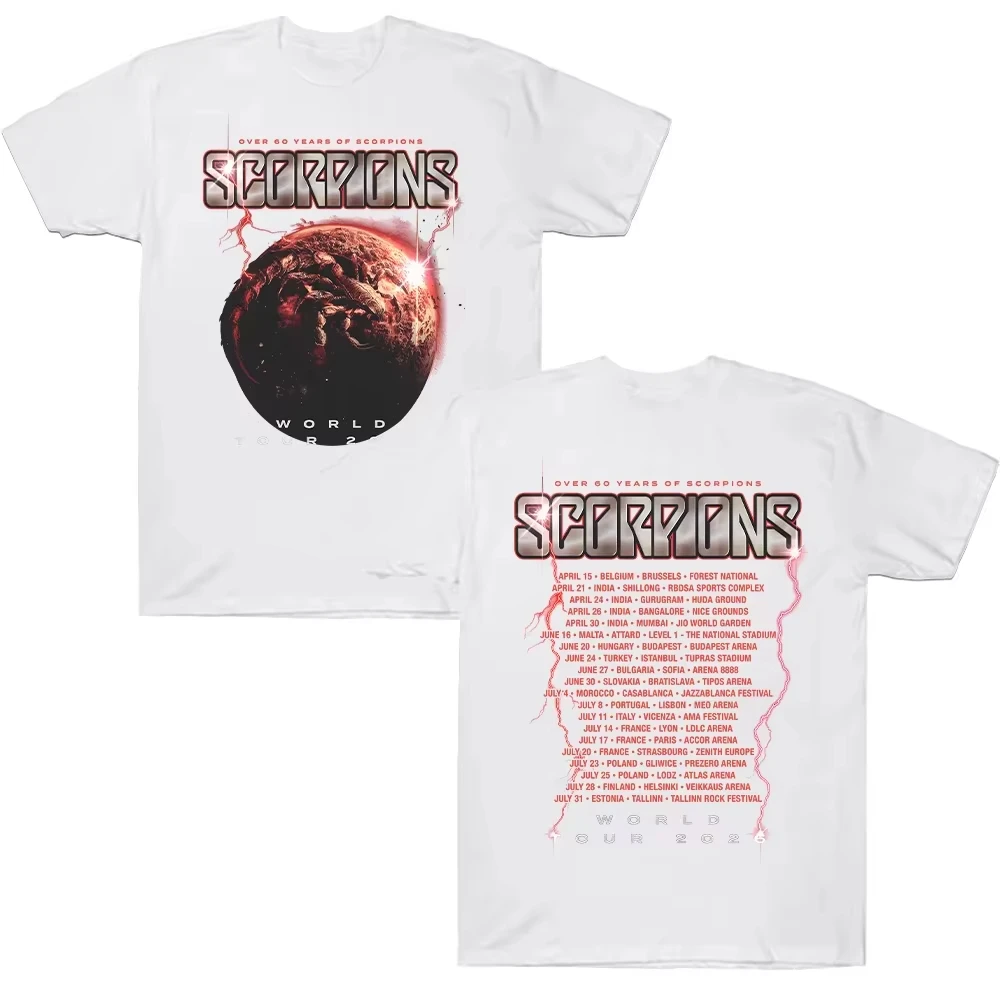 Scorpions 2026 Homecoming Tour T-shirt Heavy Metal Scorpions 100% Cotton Short Sleeve Crew Neck Hard Rock Band Apparel T-shirt