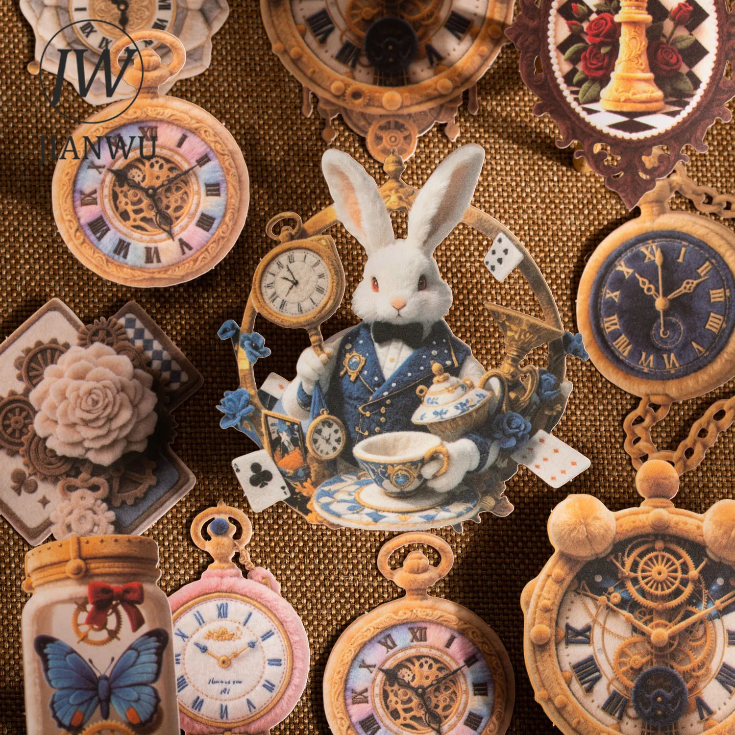 JIANWU Vintage Simulation Fuzzy Alice Flower Border Landscape Material Collage Scrapbooking Sticker Creative Journal Stationery