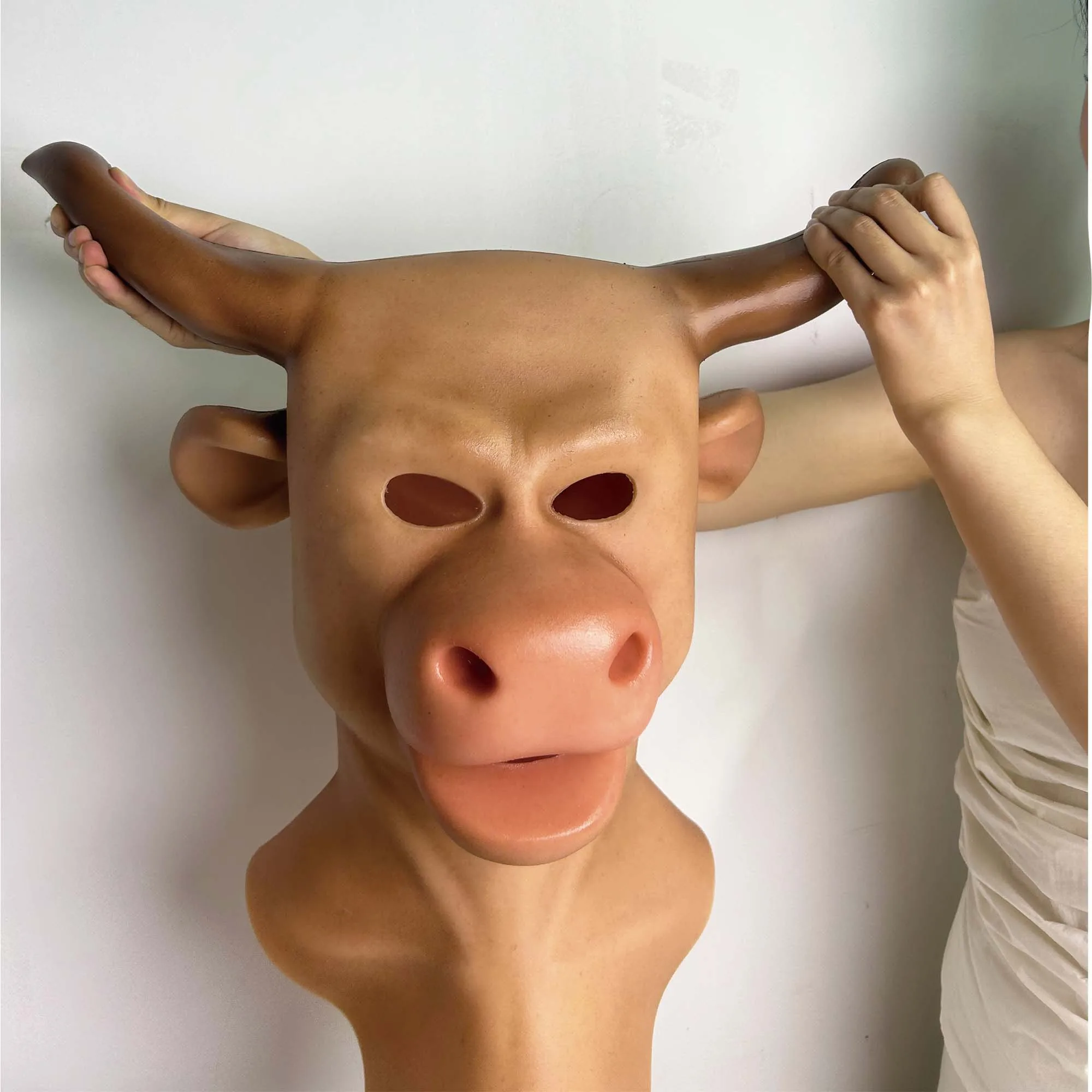 Máscara Zilasegy Realista Silicone Cow Bull, Cosplay Animal realista, Máscara Halloween