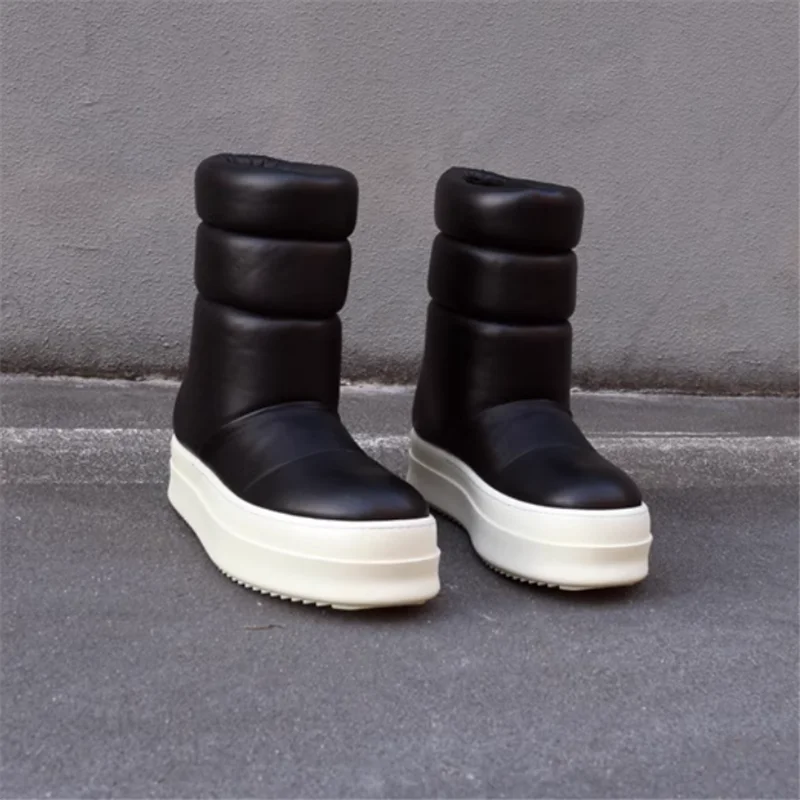 

Thick Bottom Man Snow Boots Waterproof Men Black Ankle Boot