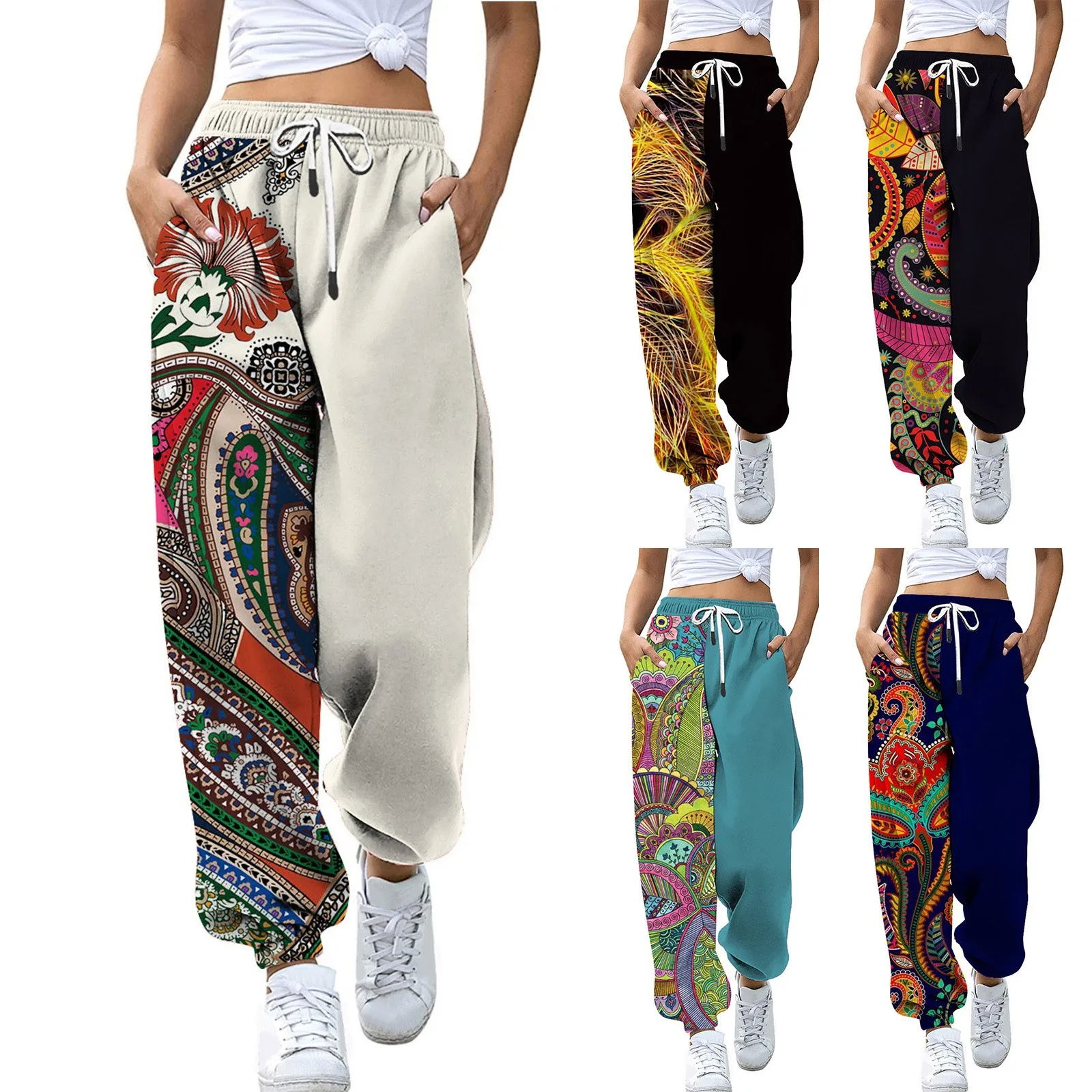 

New Loose Jogging Pants Women 2024 Fashion Print High Waisted Workout Athletic Lounge Joggers Outdoor Trousers Ladies Sweatpants