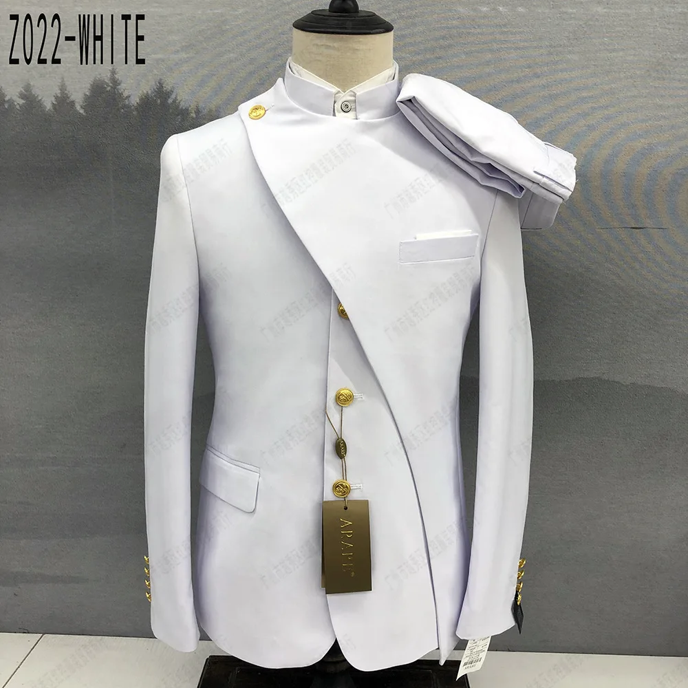 2024 Classic Chinese Tunic Suit Set For Men Formal Banquet Slim Fit Blazer Pants 2 Pieces Evening Dinner Elegant Male Costumes