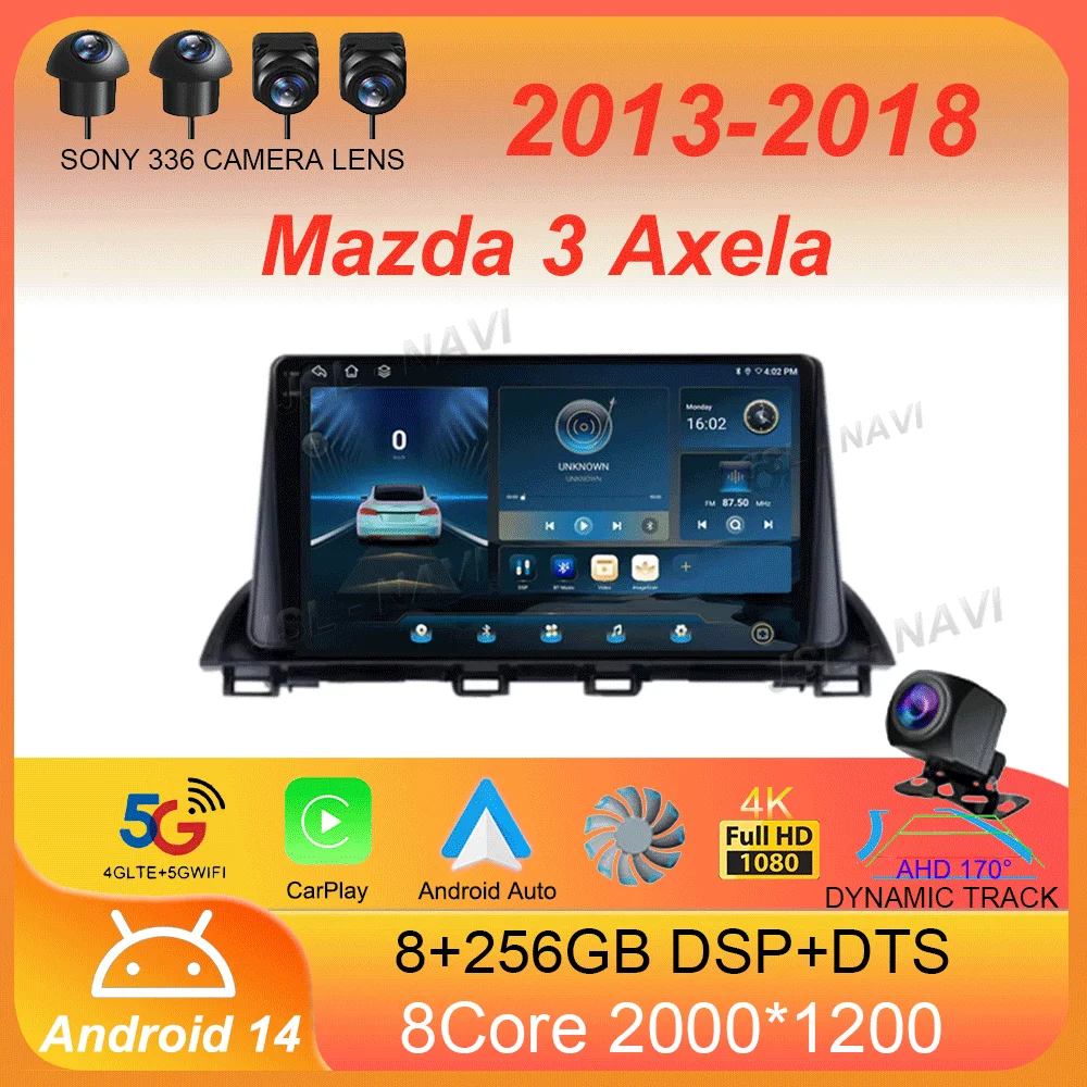 

Car Radio Android 14 Carplay For Mazda 3 Axela 2013 2014 2015 2016 2017 2018 Navigation GPS Multimedia Player WiFi+4G stereo BT