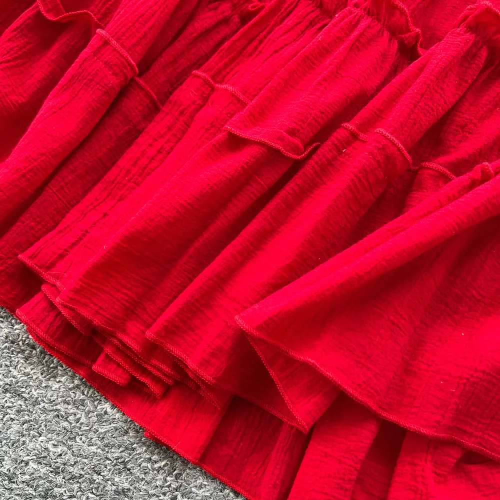 Chic vintage backless halter senza maniche Elegante fata moda coreana Boho Sundress abbigliamento donna