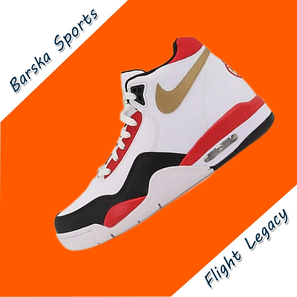 Nike Flight Legacy Low Lightweight Cushioning Basketball Shoes Man sneakers autumn Casual and comfortable sneakers Red&White