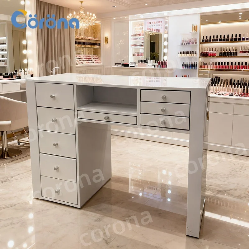 

Nail Salon Manicure Table High-End Professional Salon Nail Table Modern Manicure Desk for Luxury Nail Spa with Drawers