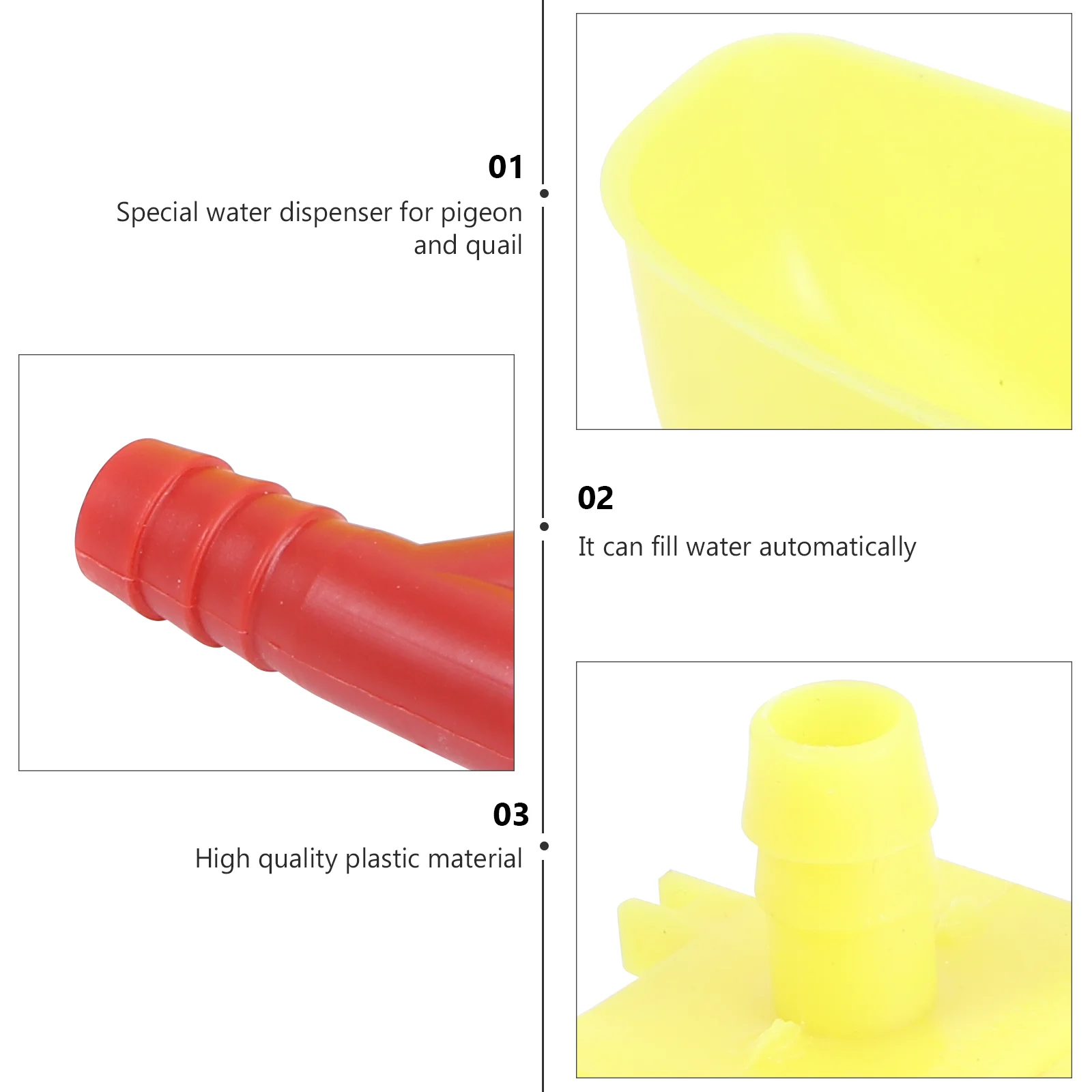 

12Pcs Automatic Birds Water Dish Plastic Quail Pigeon Drinking Feeding Bowl Cage Accessory Yellow Large Birds Dish