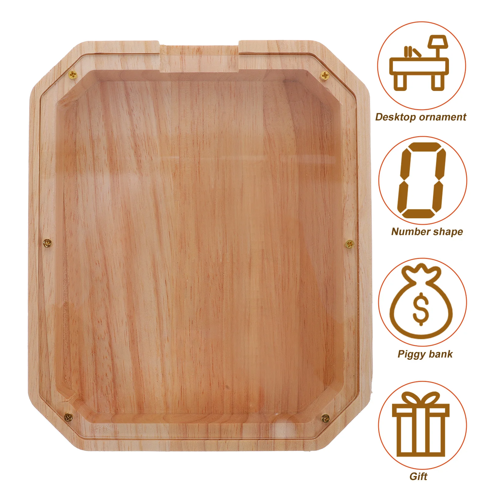 กระปุกออมสินไม้ใส สไตล์โมเดิร์นฟาร์มเฮาส์ พร้อมหน้าจอดิจิตอล สำหรับเด็ก ตกแต่งโต๊ะทำงาน ใส่เหรียญ