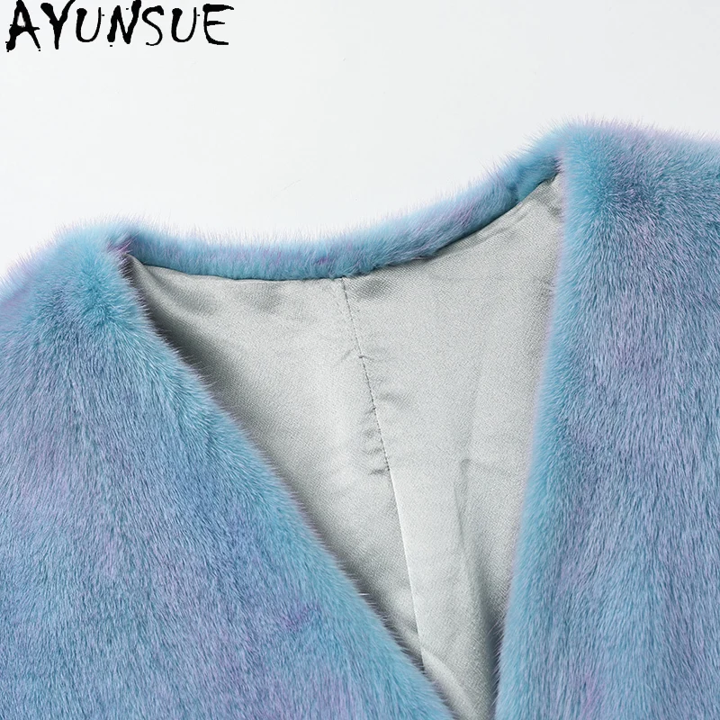 AYUNSUE Natural Mink Fur Coat for Woman Full Mink Fur Unique Color Women Jacket 2025 New Fashion Women Clothing Fourrures Femmes