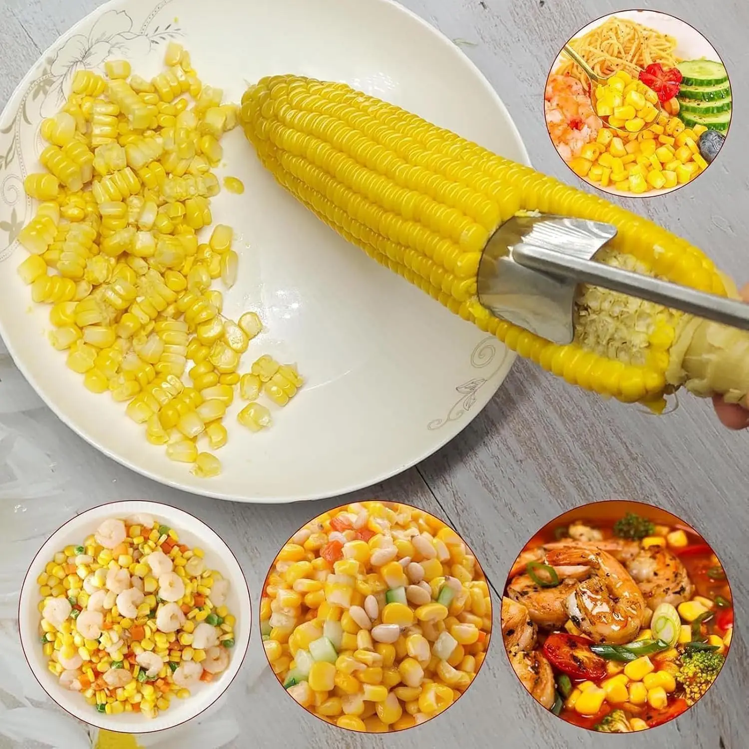 Stainless steel manual corn planer, corn peeling and threshing separation toolkitchen thresher, vegetable cutting machine