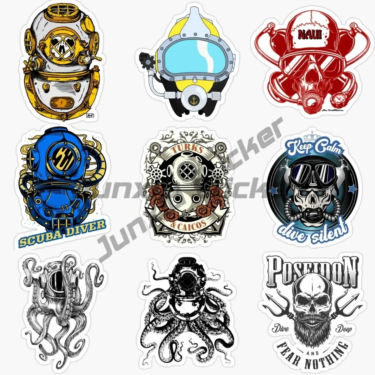 

Diver Scuba Diving Skull Sticker Decal Flag Car Truck Cup Kayak Laptop Diving Helmet Toolbox Die-Cut Waterproof PVC Decal