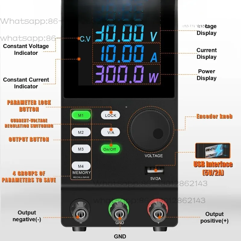 Programmable DC Laboratory Power Supply Adjustable Regulated Bench Variable Power Supplies 200V 300V 30V Memory Storage BCC
