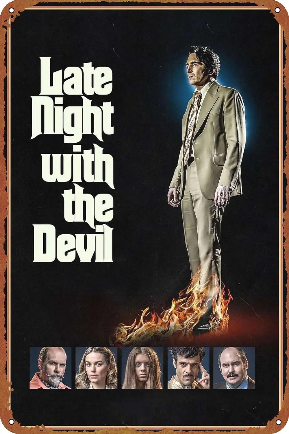 Late Night with the Devil Movie Poster Retro Metal tin Sign Halloween Tin Sign,Cave,Bar,Club, Home Wall Art Metal Tin Sign 8x12