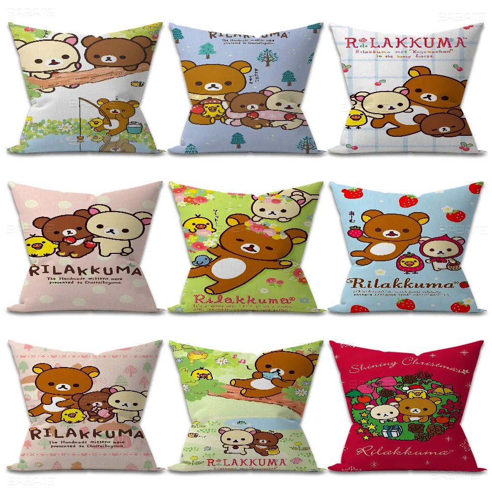 Cute Cartoon R-Rilakkuma Pillowcase Toon Gift Cushion Cover Bedroom Home Sofa Chair Seat Decor Pillow Case