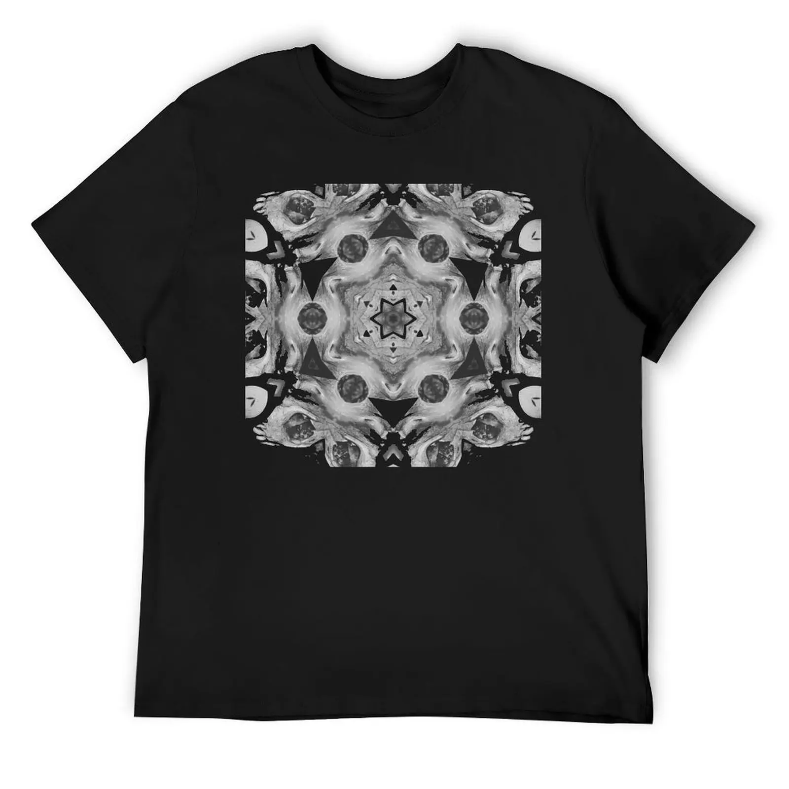 Trippy Symmetrical Design T-Shirt customizeds summer top blue archive mens cotton t shirts