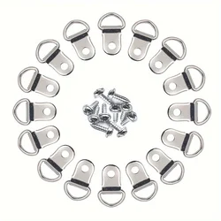 50set D-Shaped Photo Frame Hanging Ring with Screw Hook - Easy to Install Picture Frame Hardware Accessory Dark Buckle Design