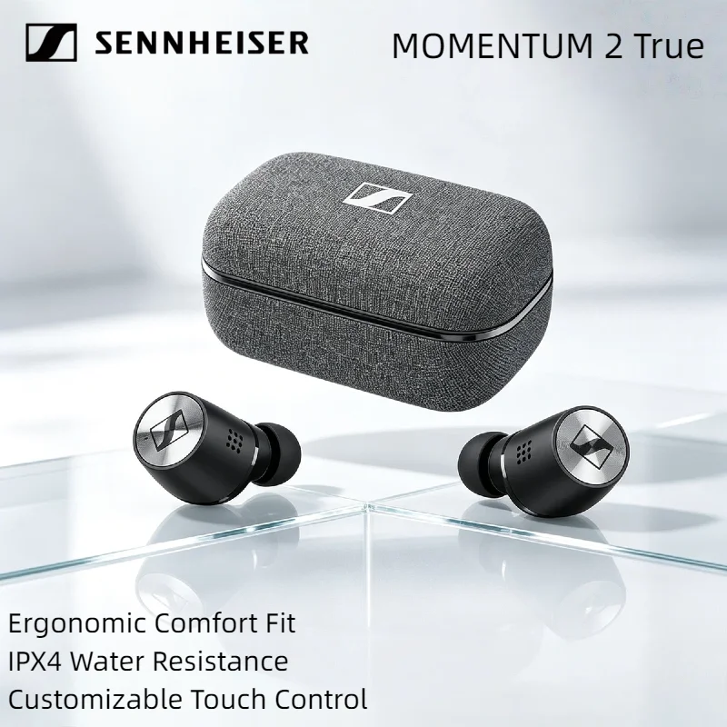 �couteurs sans fil Sennheiser Momentum 2 True Wireless avec r�duction active du bruit, transducteur de 7 mm, Bluetooth 5.1, st�r�o HiFi pour le sport, la course � pied et l'entra�nement