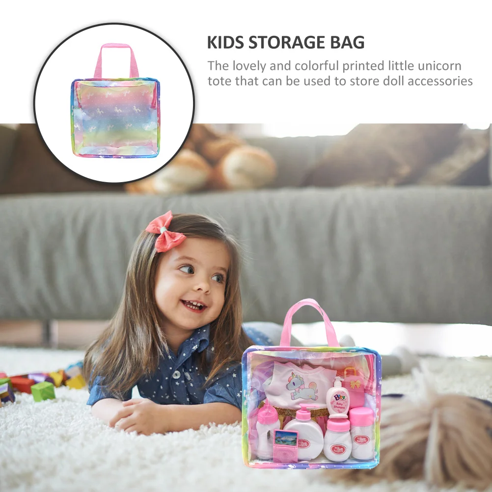 2 Pcs Accessory Bag Dolls Storage Handbags Travel Clothes Pouch Handheld for Accessories Girl Unicorn Kids Portable