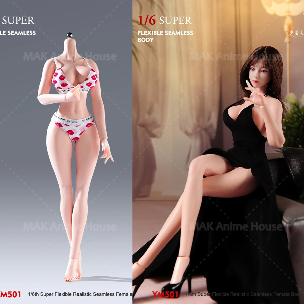 

In Stock YM501 1/6 Super Big Breast Slender Waist Physiological Details Seamless Body 12'' Female Flexible Action Figure