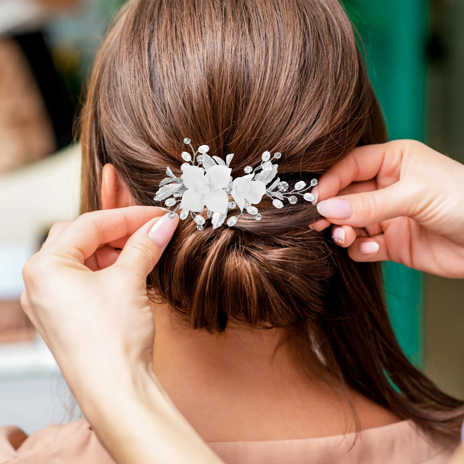 

Bridesmaid Hair Accessories Bridal Clip Headpieces for Wedding Birthday Flower Clips Pretty