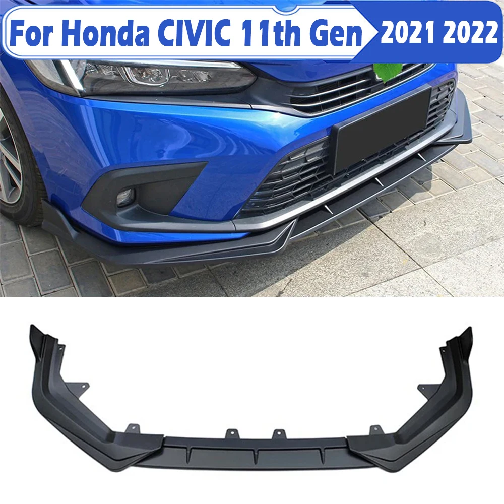 

Глянцевый черный Автомобильный передний бампер, разветвитель спойлера ДЛЯ Honda Civic 11th 2021 2022, передний бампер для автомобиля