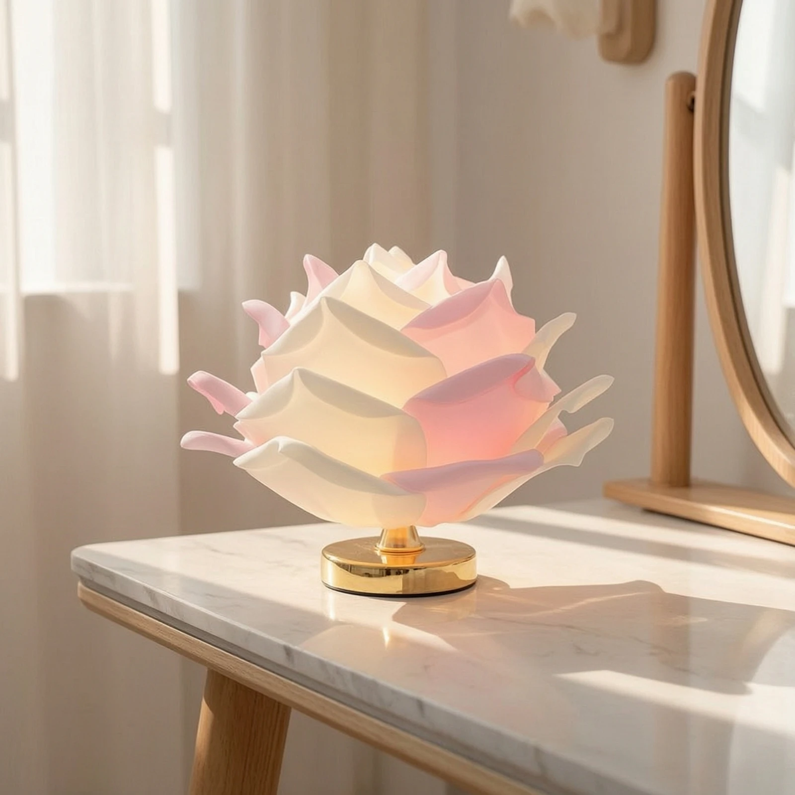Rose Table Lamp Corded Rose Lamp Sculptural Warm Light for Bedroom, Reading Corner view 5