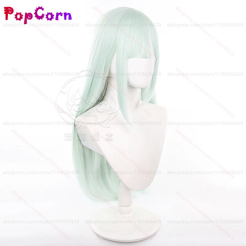 Mutsumi Wakaba Wig Women Mortis 75cm Long Straight Light Green Wig Cosplay Anime Cosplay Wigs Heat Resistant Synthetic Wigs