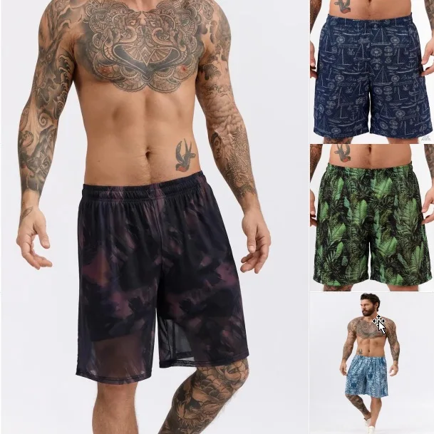 2026 Unisex Camo Print Two Piece Outfit Hooded Long Sleeve Beach Cover Up Shirt Loose Matching Shorts European Summer Vacation C