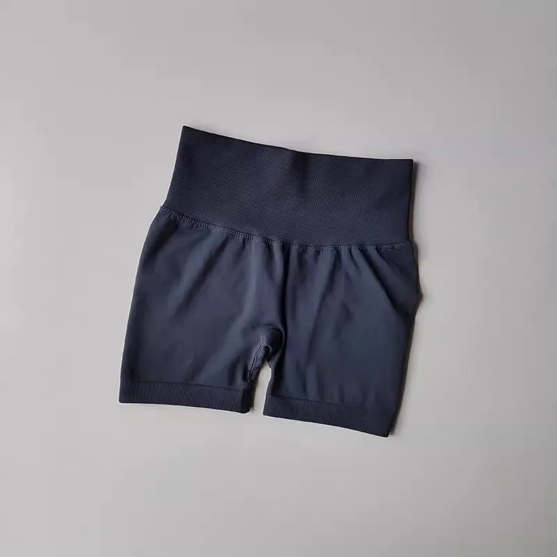 Damen-Sportshorts mit hoher Taille, pfirsichfarben, Hüftheben, Taillenstraffung, Abnehmen, Laufen, Training, Fitness-Kleidung – Detail 9