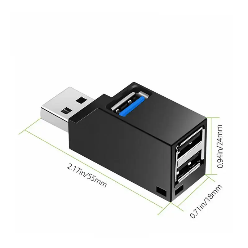 4‑Port Mini USB3.0 Hub Portable Multi USB Port Expander Splitter Adapter High‑Speed Data Transfer For Desktop Laptop Black White