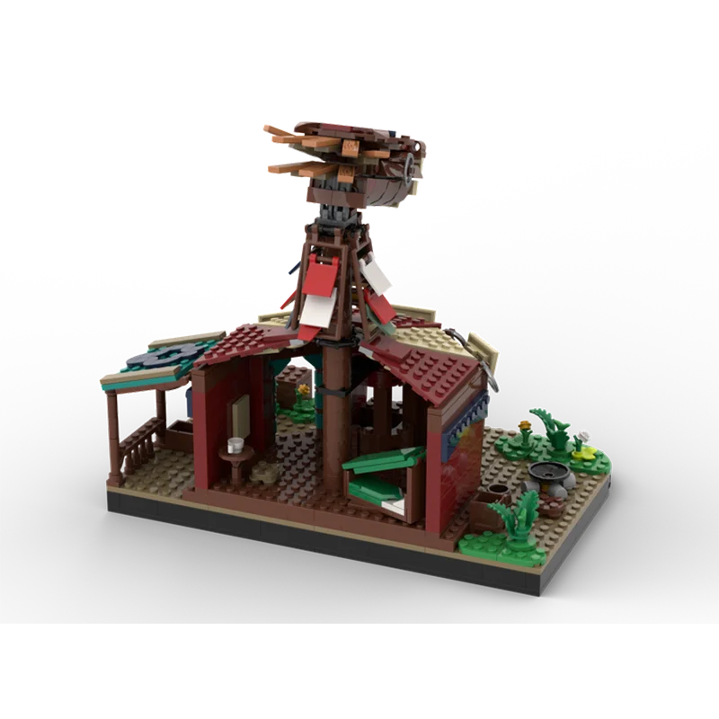 701 ชิ้น MOC สถาปัตยกรรมยุคกลาง ทุ่งนา คอกม้าป่า ชุดประกอบโมเดลบล็อกตัวต่อ ของเล่นเด็ก ของขวัญวันเกิด