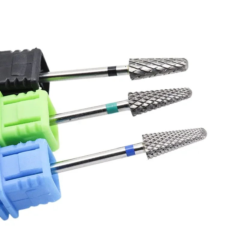 Punta da trapano per unghie in metallo duro conico da 5 mm 3/32 "Fresa per manicure Punte per unghie con fresa rotativa Accessori per trapano elettrico Strumento