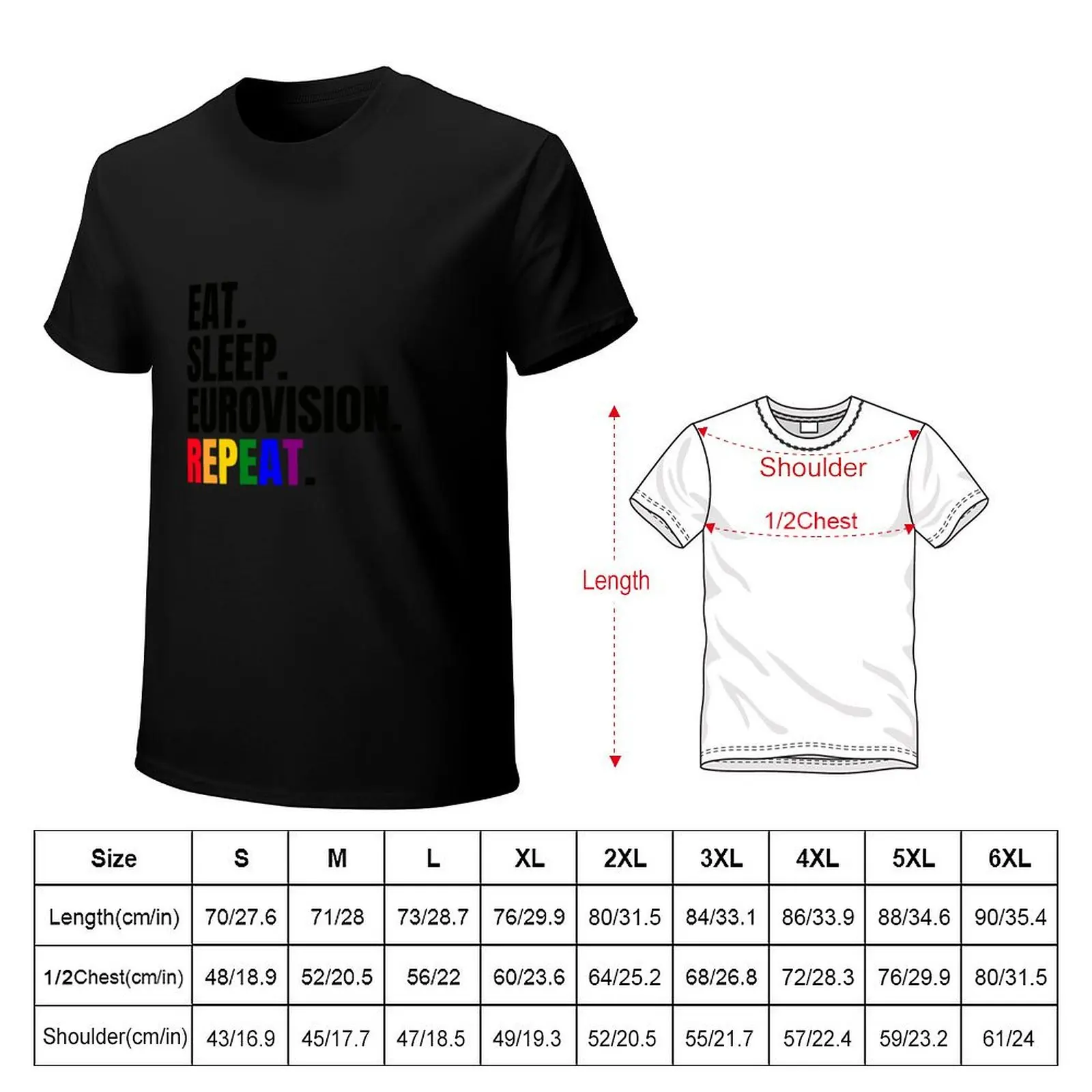 Eat Sleep Eurovision Repeat - Eurovision Pride T-Shirt mens graphic t shirts T-Shirt