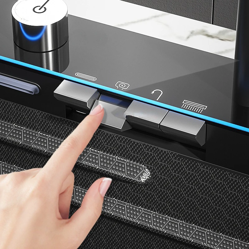 Waterfall Sink Kitchen Stainless Steel Topmount Sink Large Single Slot Wash Basin With Multifunction Touch Waterfall Faucet