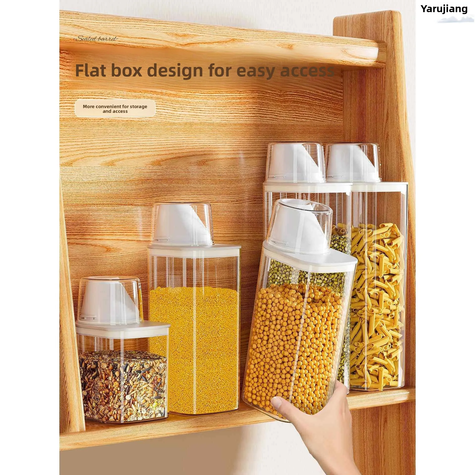 Transparent Food Grade Kitchen Storage Canister Moisture Proof Insect Resistant Flour Rice Grain Storage Box Square Seal Jar