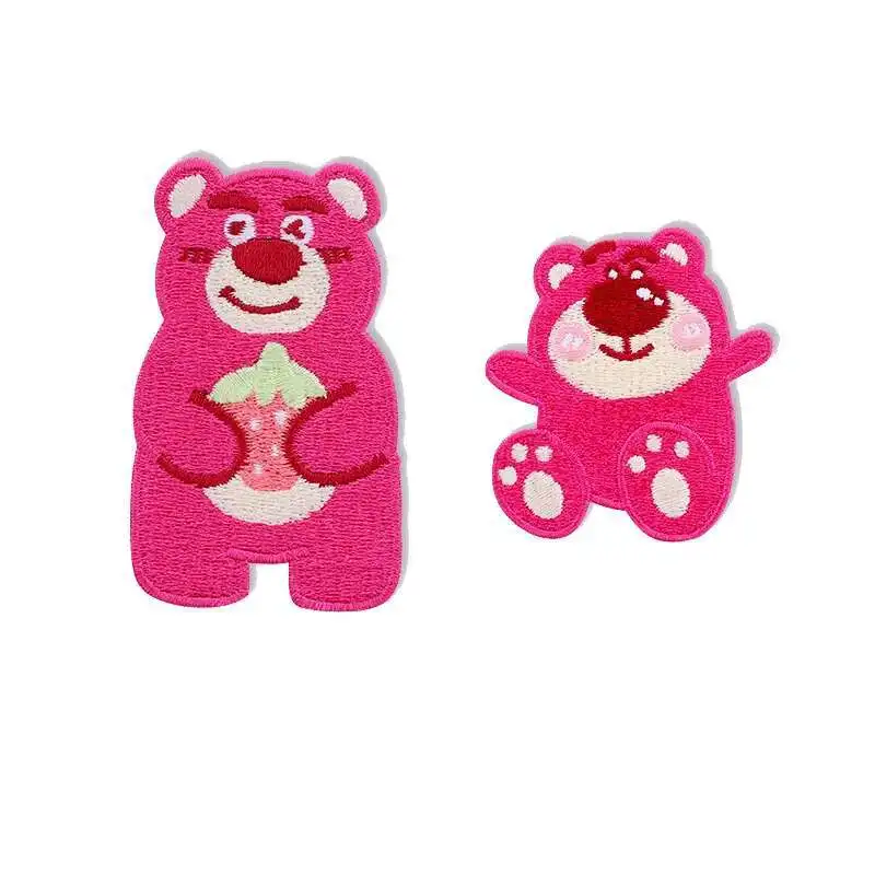 Parches de oso de fresa IP de la marca Miniso Co, pegatinas rosas para ropa para camiseta, parches para planchar para ropa para niños y niñas