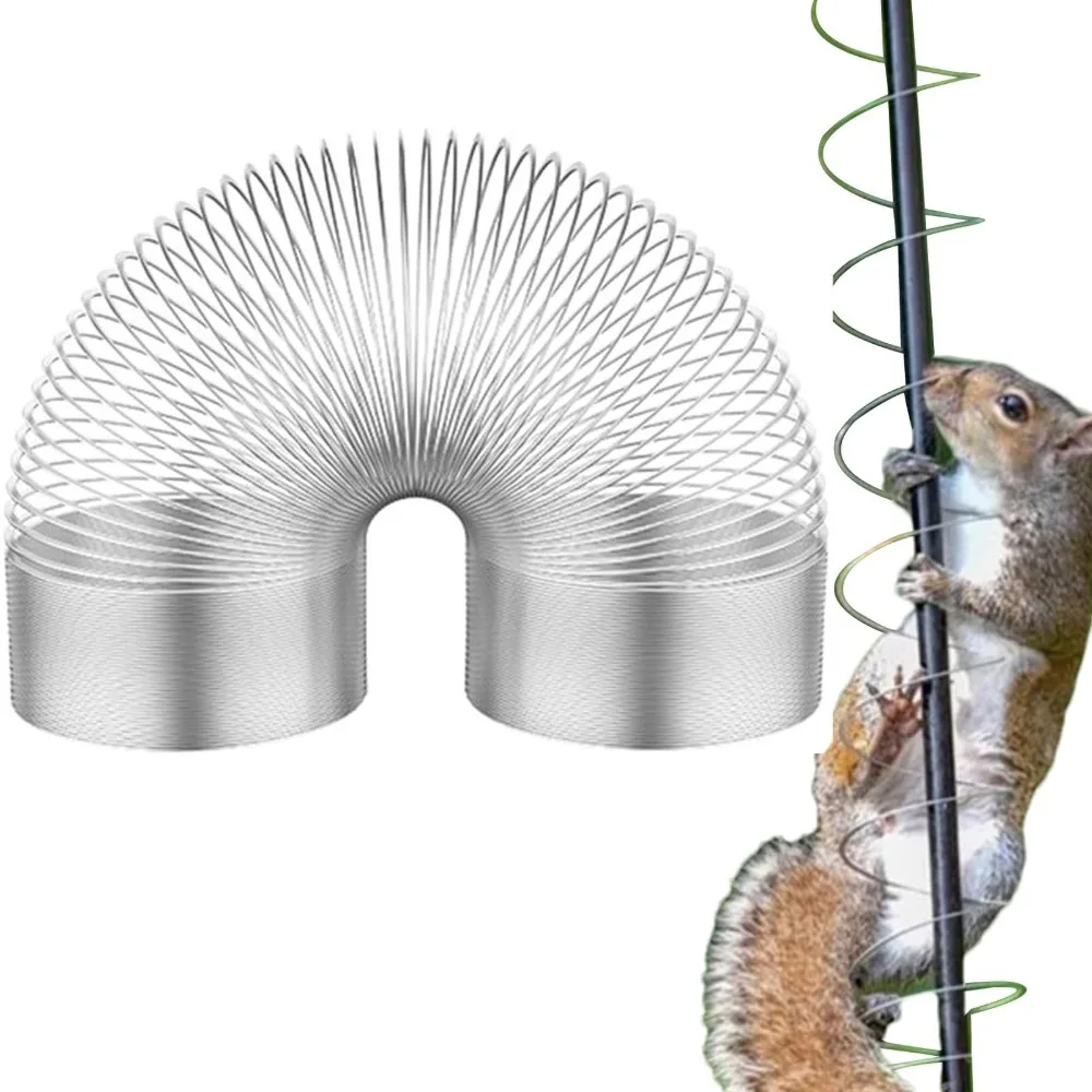 Silver Squirrel-Proof Spring Device Metal Raccoon Proof Anti-Squirrel Spring Device Easy To Install Squirrel Baffle