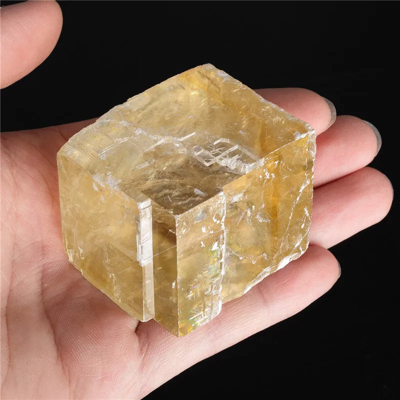 250g Natural Transparent Yellow Optical Calcite Crystal Tumbled Stone Mineral Rough Specimen 1pc